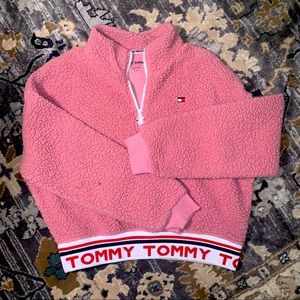 Pink Tommy Hilfiger cropped quarter-zip